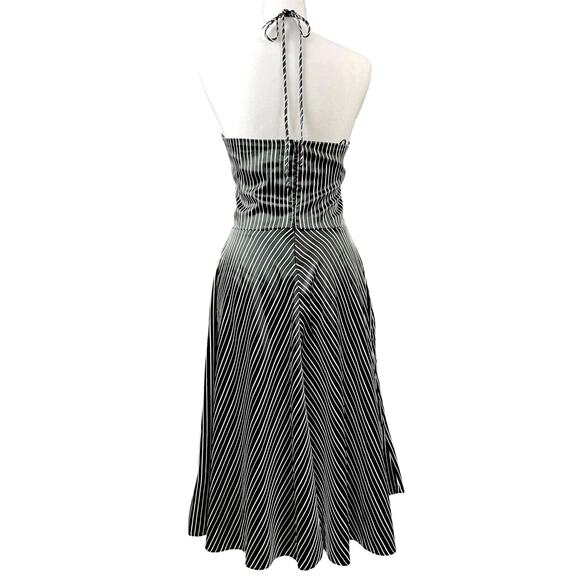 Vintage Y2k Alyn Paige Black Stripe Satin Babydoll Dress Coquette Old Money - Picture 5 of 11